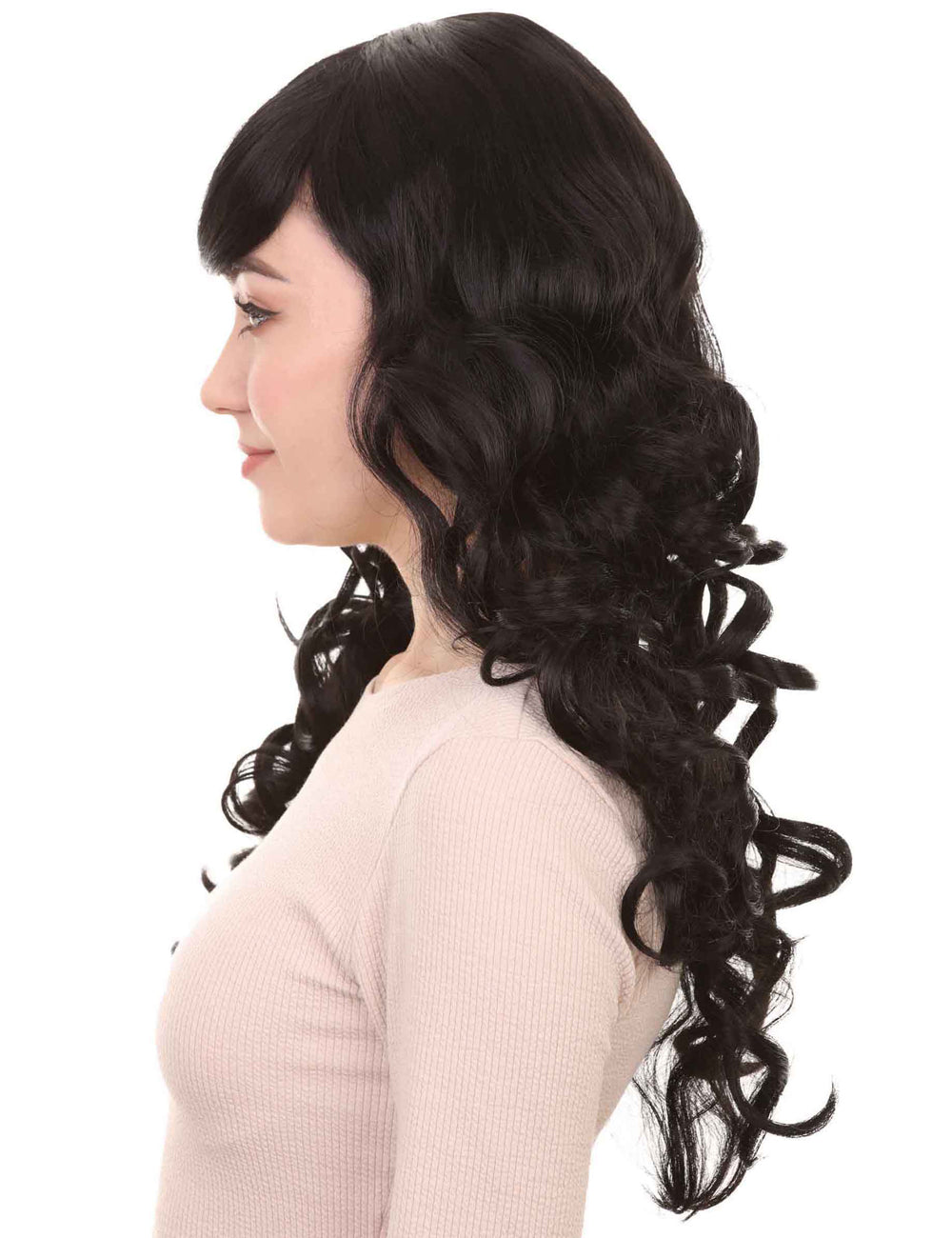 Wigs2you ハロウィンパーティー プレミアム レディース H-690 ロング ブラック カーリーウィッグ