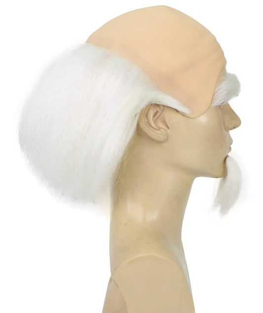 メンズ H-6051 アニメおとぎ話映画書店員白ウィッグひげと眉毛ハロウィンに最適難燃性合成繊維