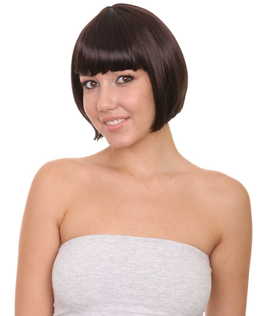 レディース ショート ボブ ブラック ウィッグ H-3293 ファンシーコスプレ ハロウィン ウィッグ プレミアム 通気性のあるキャプレスキャップ