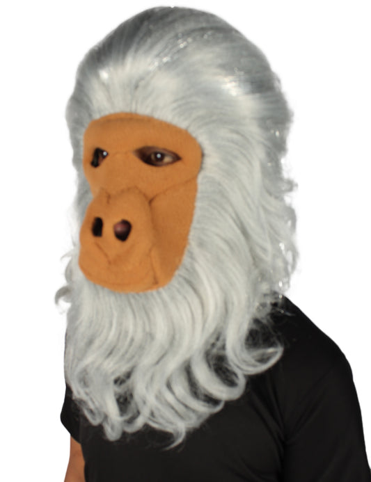 ハロウィンパーティープレミアムメンズ H-5647-SV ヘアリーユニセックスエイプティンセルマスクのみ シルバー 軟らかい合成繊維