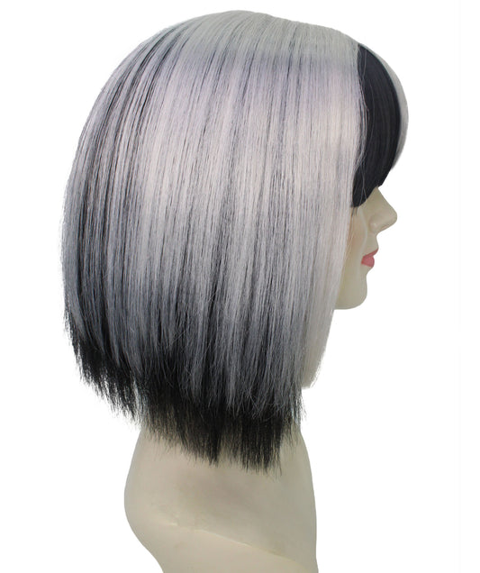 女性用 H-6009 主人公ゲームキャラクター ショート シルバー ボブウィッグ ハロウィンに最適 難燃性合成繊維