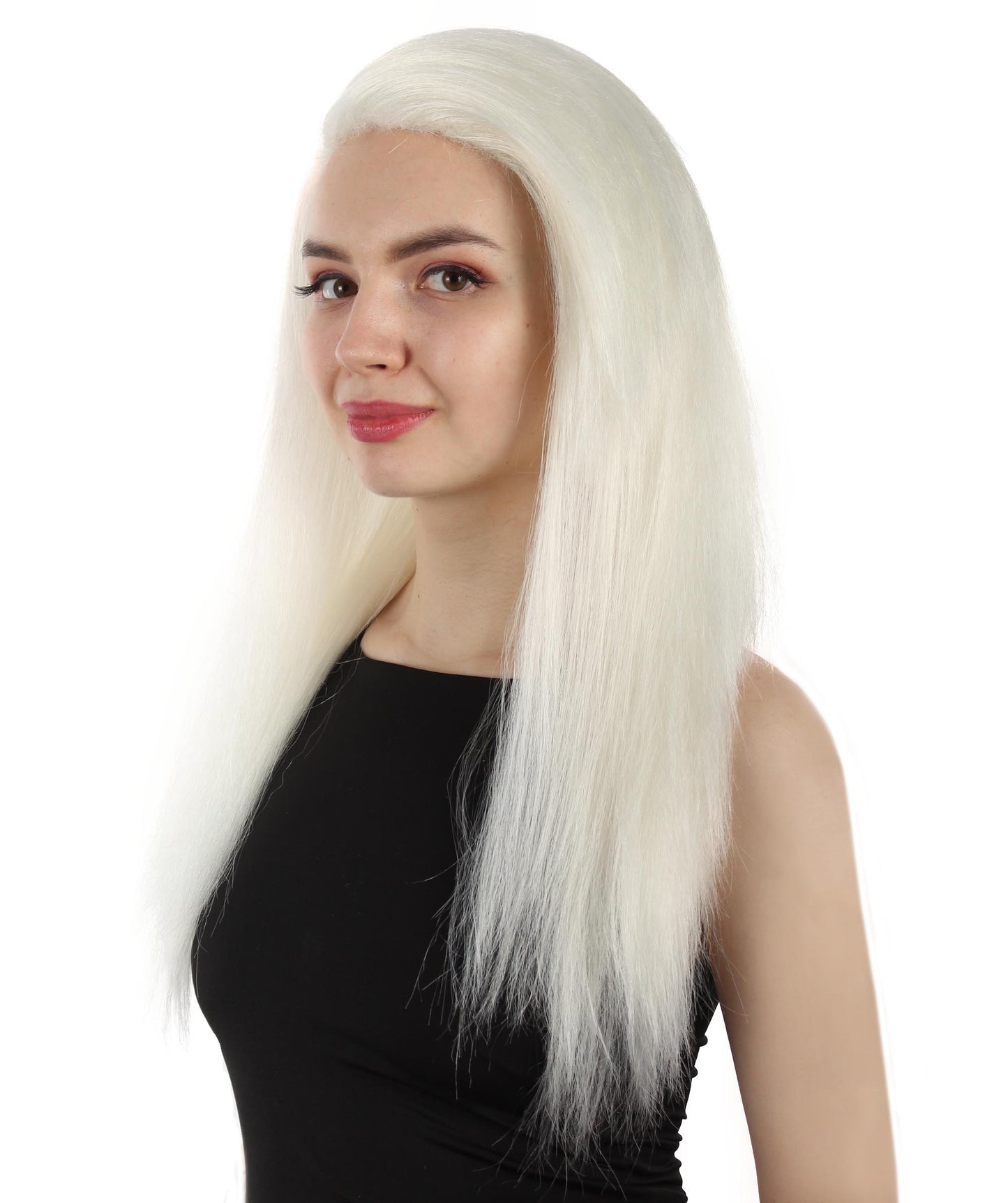 女性用ロングストレートサイドパートコスプレウィッグ ホワイト H-5220_19 ファンシースタイル プレミアムハロウィンパーティーウィッグコレクション