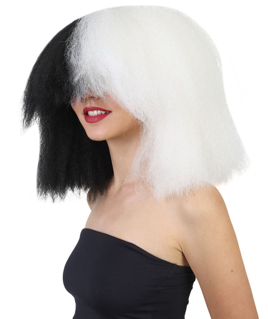 Wigs2you ハロウィンとパーティー プレミアム レディース H-491 SIA ブラックとホワイト ウィッグ Lサイズ