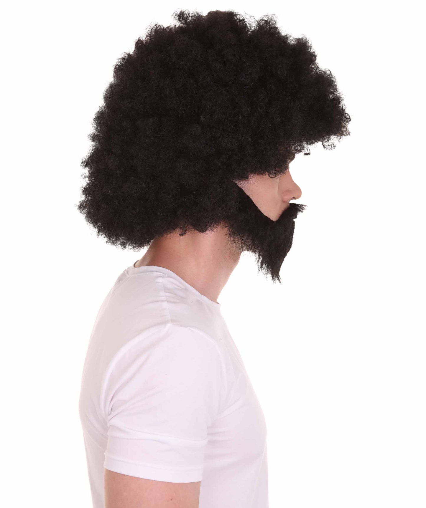 大人 男女兼用 80年代 画家風 アフロウィッグ 顎髭と口髭セット ブラック H-5133 シンプルでクラシックなセレブコスチューム プレミアムハロウィンウィッグ