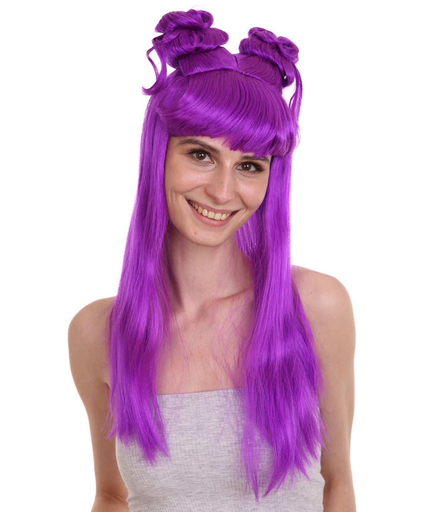 Wigs2you ハロウィン パーティー プレミアム レディース H-1228 快適なフィット感 ネオン パープル アジアン プリンセス ウィッグ