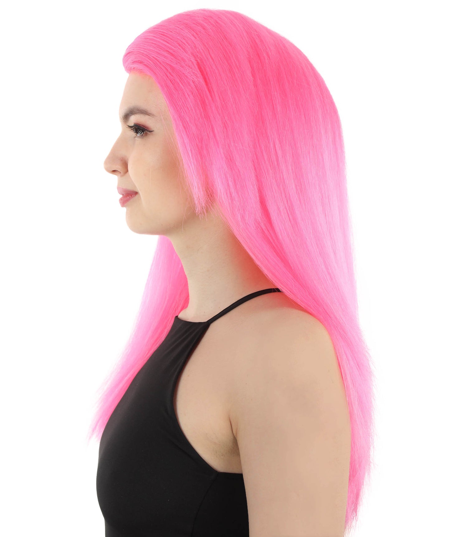 女性用ロングストレートサイドパートコスプレウィッグ ダークピンク H-5220_2 ファンシースタイル プレミアムハロウィンパーティーウィッグコレクション