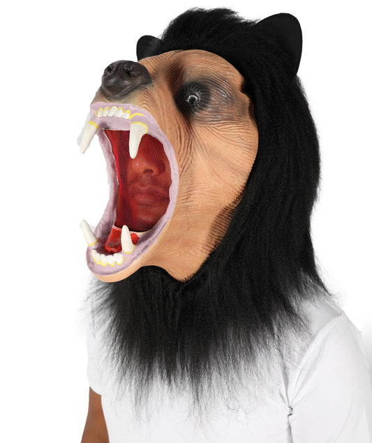 ユニセックス毛皮動物ウィッグとマスクセット H-6771BR ハロウィンやテーマパーティー用の完全な動物コスプレ