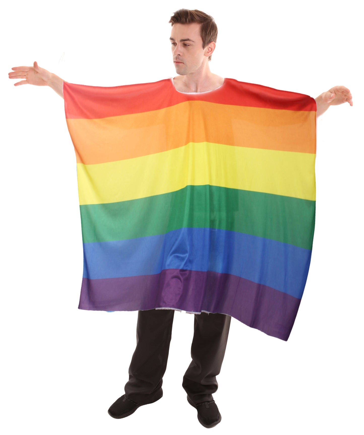 ユニセックス JCO-435 LGBTQ フラッグチュニックポンチョ レインボーカラープライドコスチューム