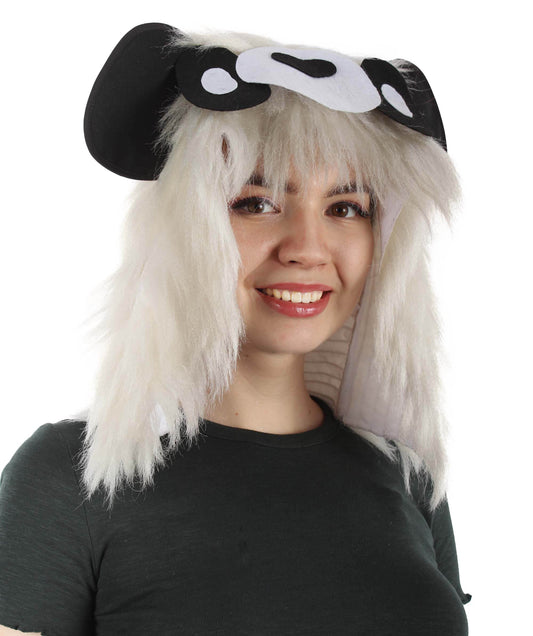 Halloween Party Premium Ladies H-5385 White and Black Panda Wig with Hoodie Synthetic Fiber Hair