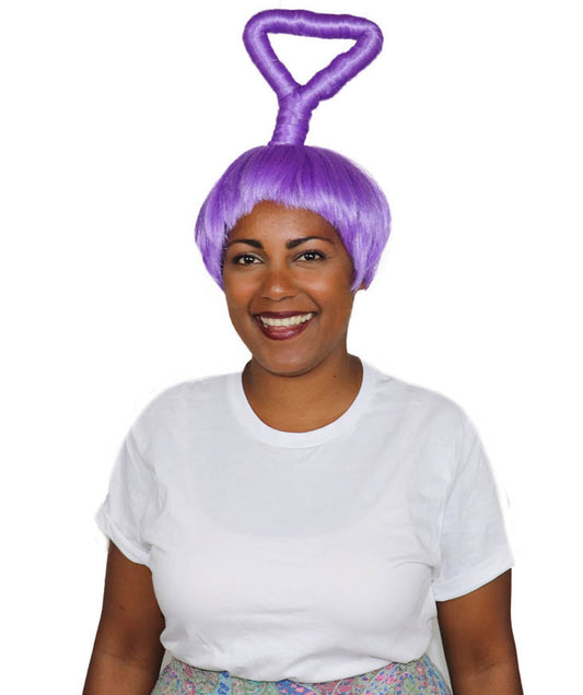 アニメーションクリーチャー女性用コスプレウィッグ テレタビーズティンキーウィンキー H-3366 紫 華やかなパーティーハロウィンウィッグ プレミアム通気性のあるキャップレスキャップ