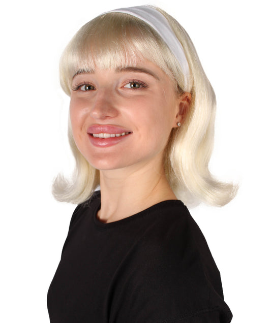 女性用 ブロンド ストレート ショルダーレングス 50's フリップ ウィッグ H-5347 プレミアムハロウィンウィッグ