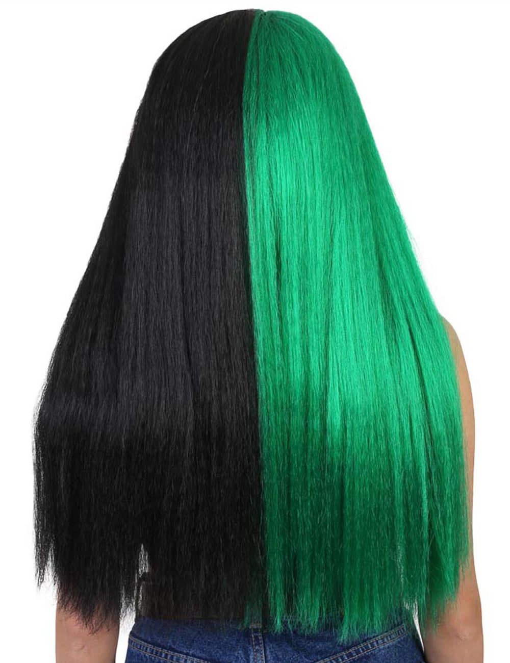 Wigs2you ハロウィン パーティー プレミアム レディース H-1451 着けやすい 快適なフィット感 独占コスプレウィッグ メラニー グリーンとブラックのロングストレートスタイル
