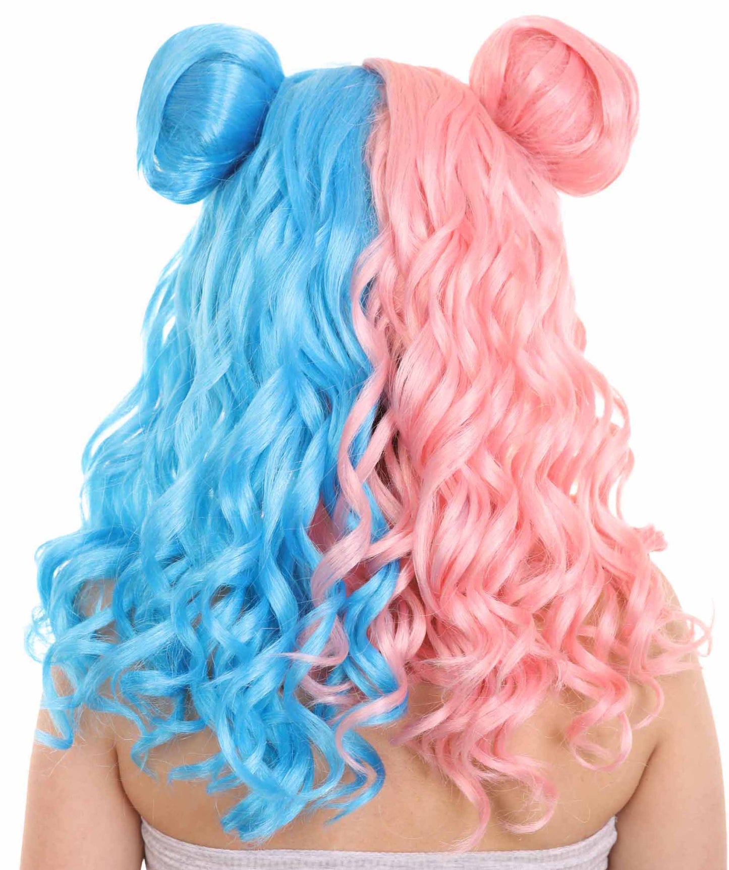 ツートーン ピンク&ブルー バンズウィッグ H-3569 セクシーコスプレパーティーハロウィンウィッグ プレミアム 通気性の良い キャップレスキャップ