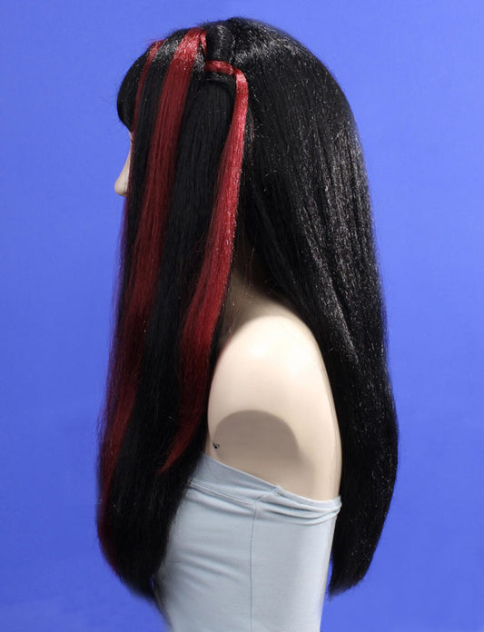 プレミアムレディース H-144 ジェットブラックバーガンディ パーティー準備完了 豪華なハロウィンウィッグ