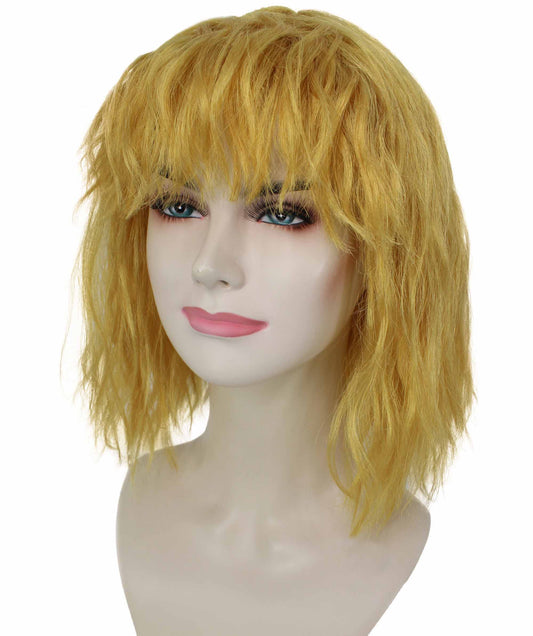 女性用 肩までの長さの前髪つき ウェービーコスプレウィッグ 金色 H-5229_6 ファンシースタイル プレミアムハロウィンパーティーウィッグコレクション