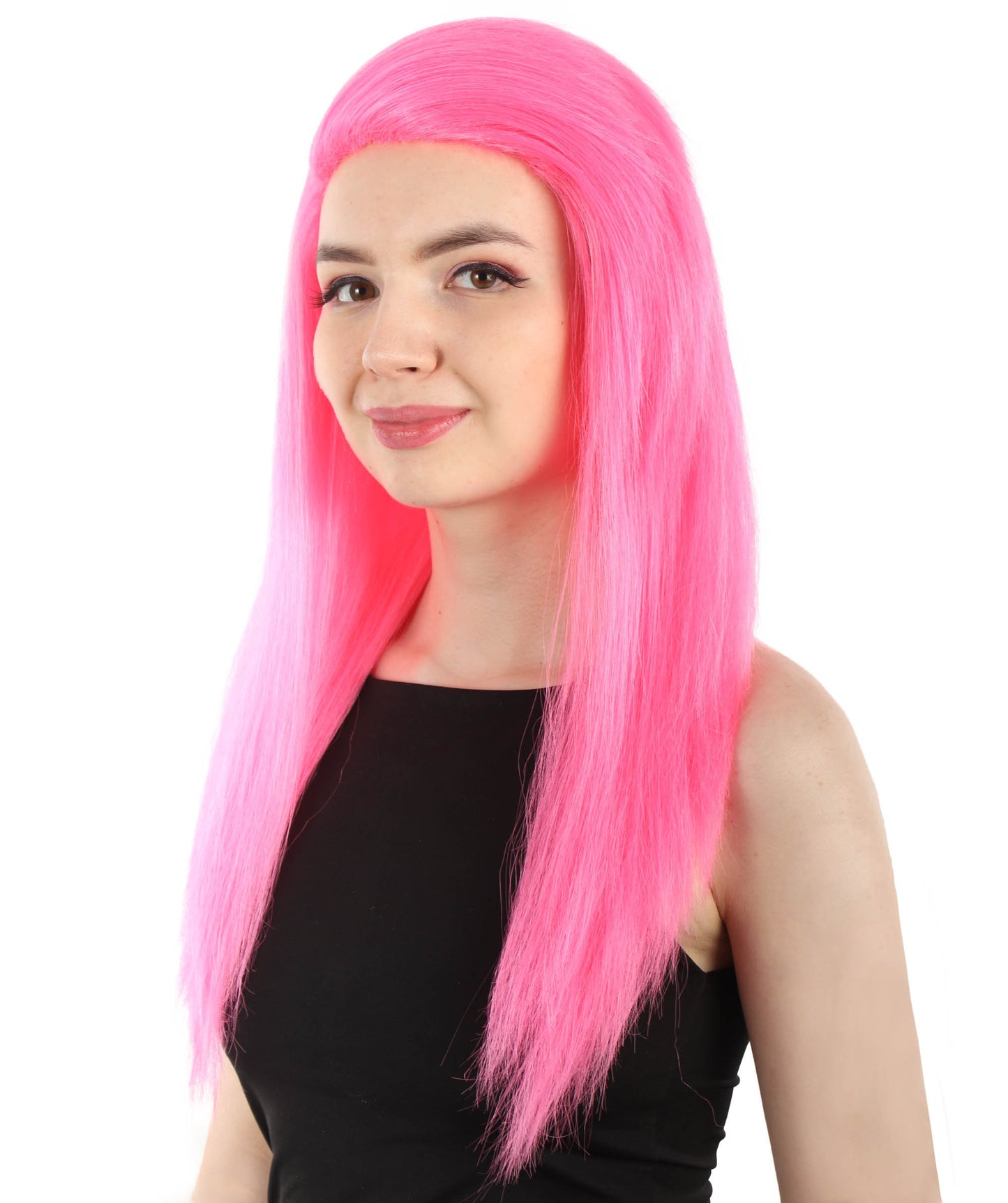 女性用ロングストレートサイドパートコスプレウィッグ ダークピンク H-5220_2 ファンシースタイル プレミアムハロウィンパーティーウィッグコレクション