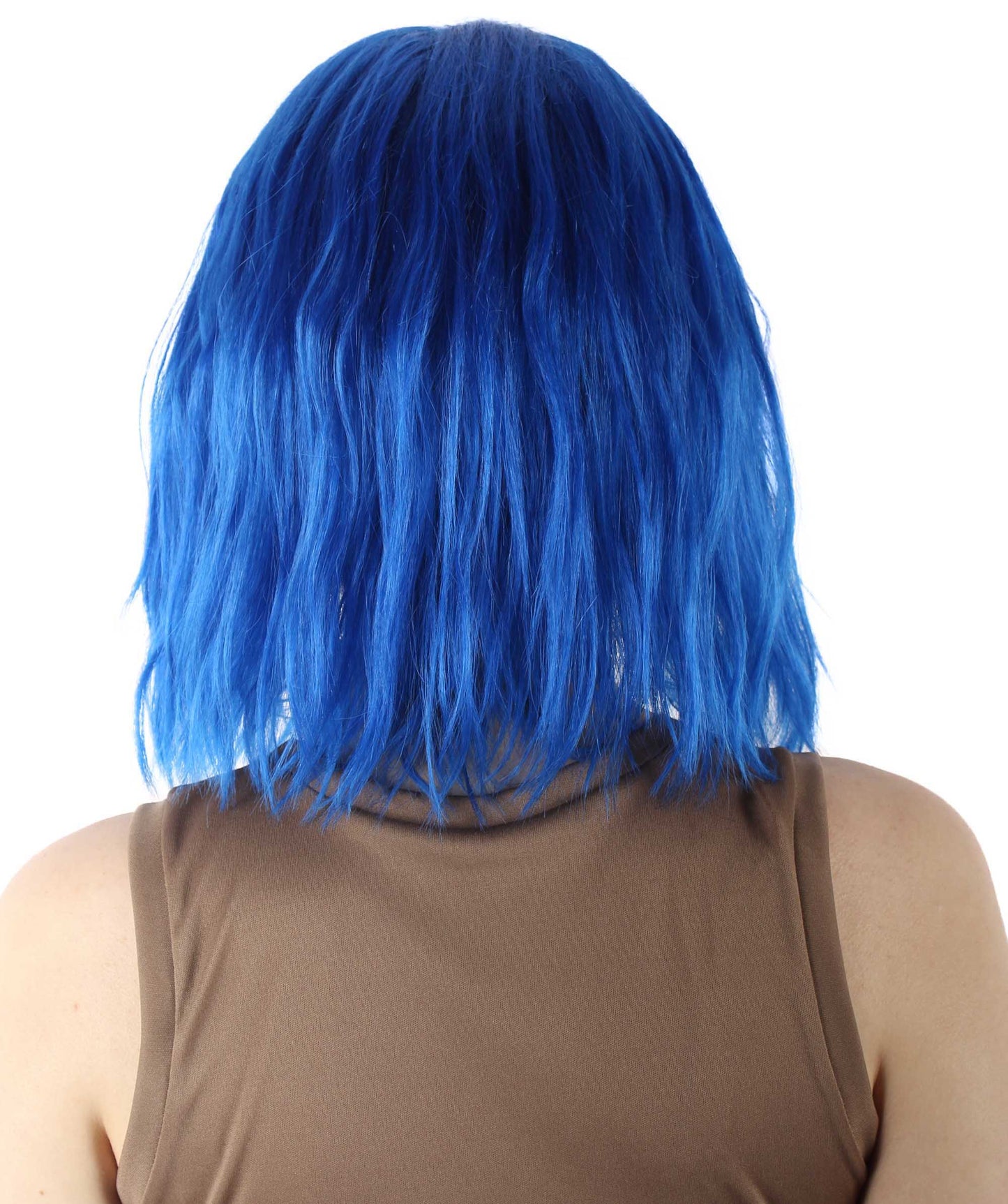 女性用 肩までの長さの前髪つき ウェービーコスプレウィッグ 濃い青 H-5229_9 ファンシースタイル プレミアムハロウィンパーティーウィッグコレクション