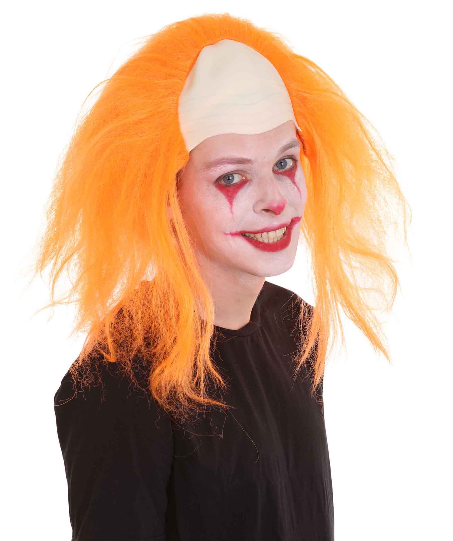 大人用ハーフボールド面白い男性用オレンジウィッグ H-4928 ハロウィンにぴったり 軽量難燃性合成ファイバー