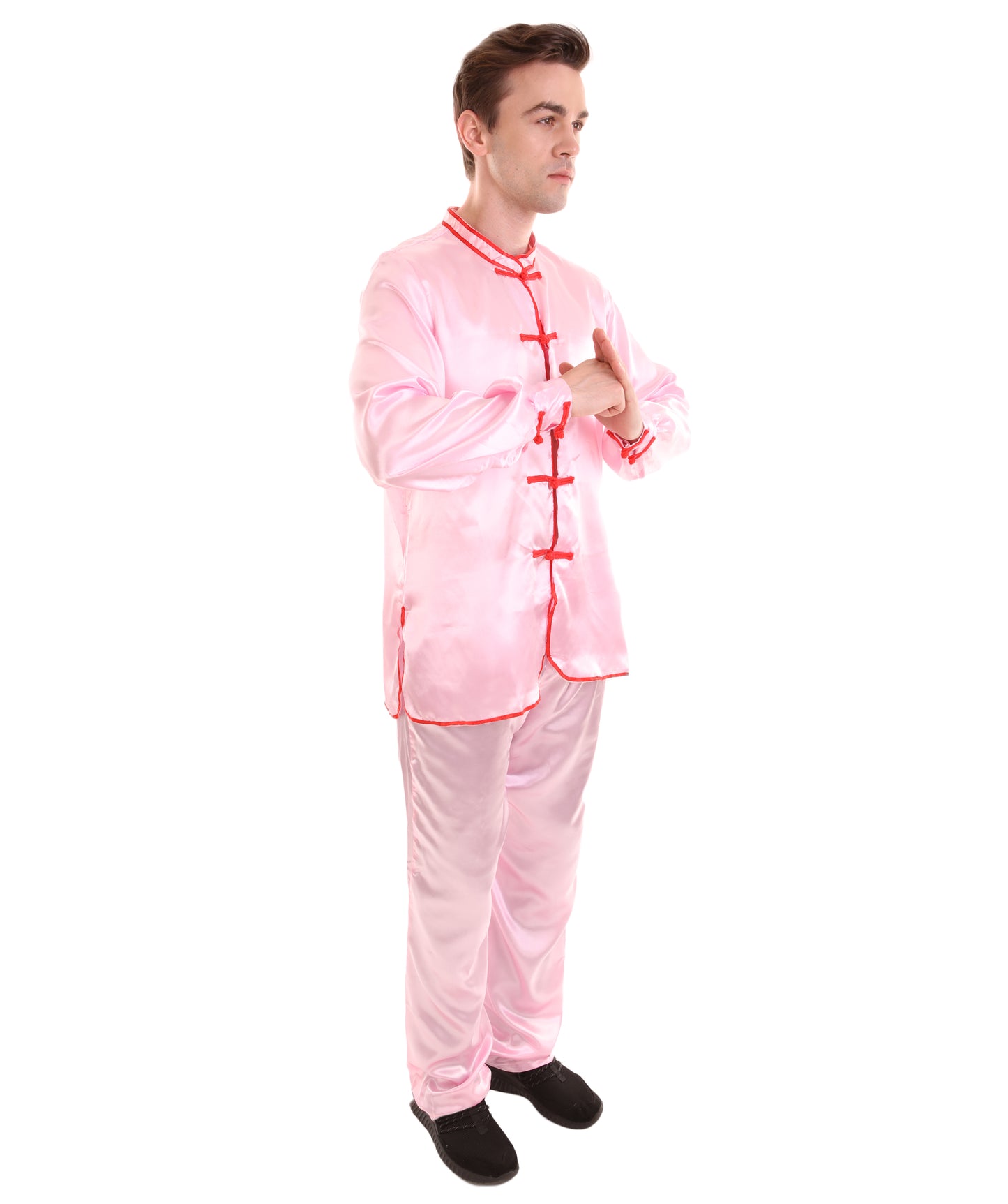 大人用メンズ JCO-269_11 中国の伝統的なカンフー ライトピンクサテン 制服 コスプレ衣装