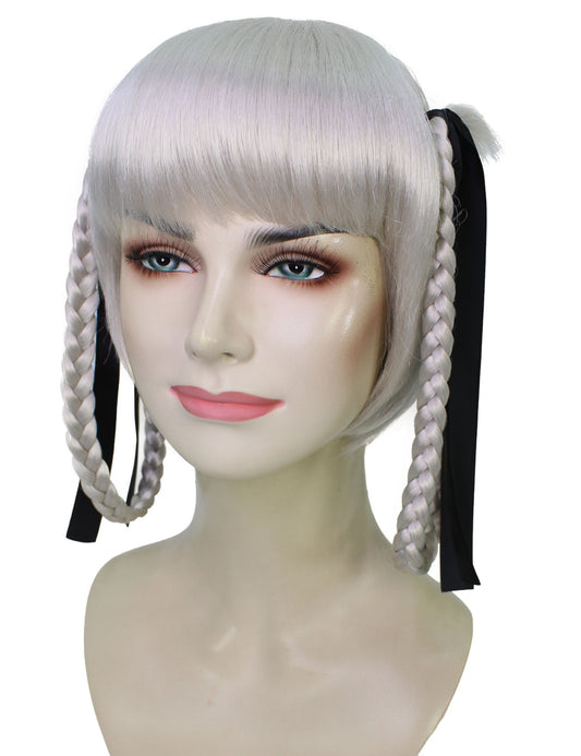 ウィメンズ H-5739 アニメギャンブラーアカデミーグレーウィッグとリボンエントワインド ブレイズ アンド バンズ 難燃性 100% 合成ファイバー コスプレウィッグ