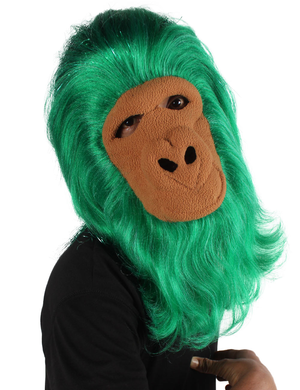 ハロウィンパーティープレミアムメンズ H-5647-GR ヘアリーユニセックスエイプティンセルマスクのみ 緑 軟らかい合成繊維
