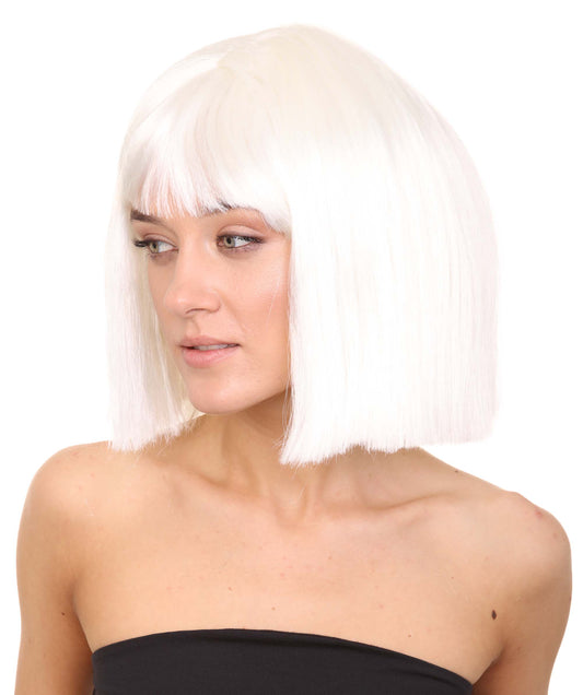 女性用EQUINOX - ボーンズ ホワイトウィッグ ユーロビジョンソングコンテスト2018 H-4565 セレブリティウィッグ プレミアム通気性キャップレスキャップ