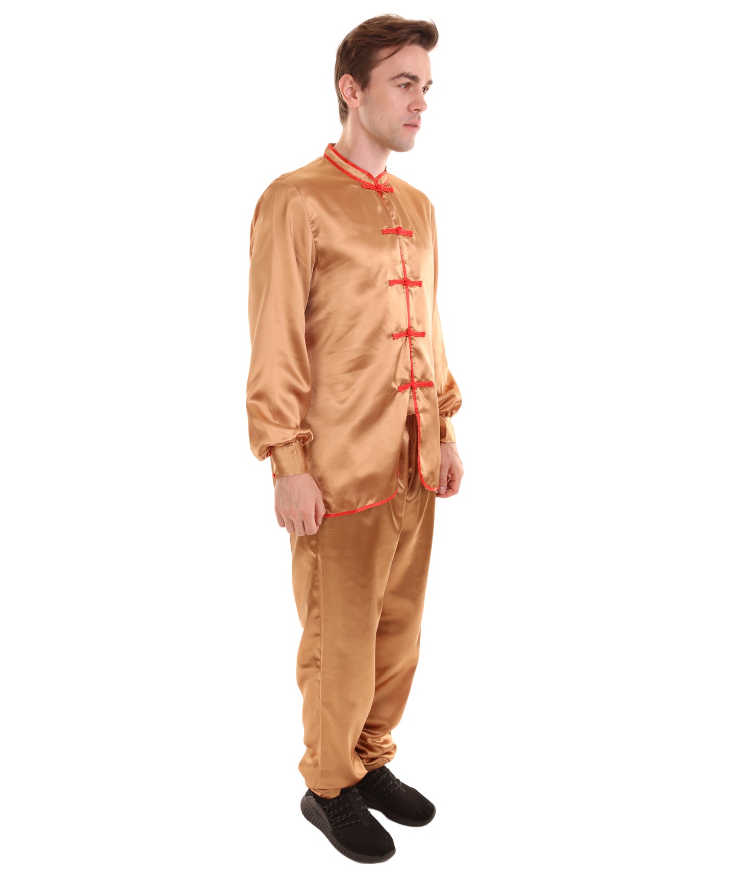 大人用メンズ JCO-269_3 中国の伝統的なカンフー ブラウンサテン 制服 コスプレ衣装