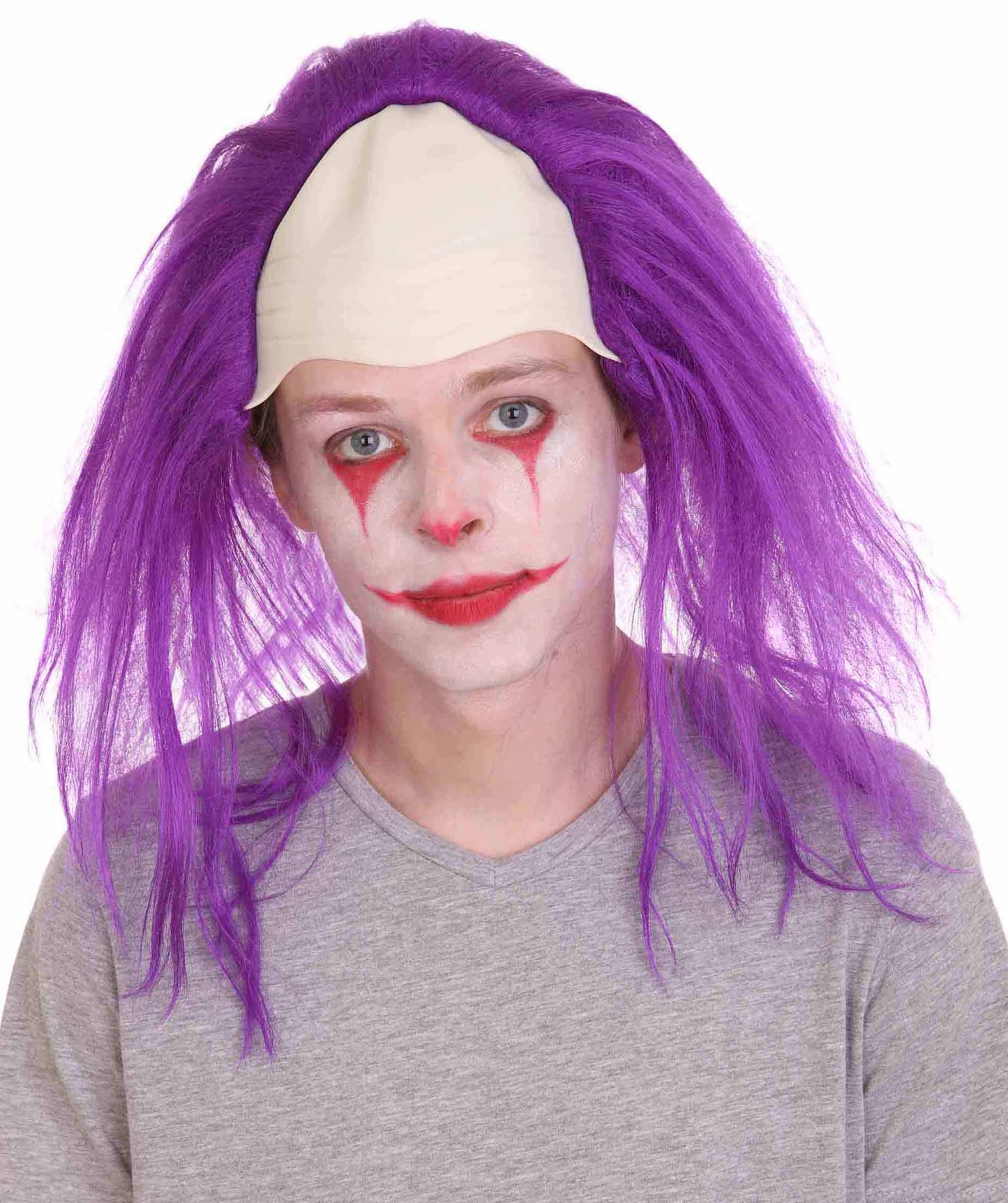 大人用ハーフボールド面白い男性用パープルウィッグ H-4932 ハロウィンにぴったり 軽量難燃性合成ファイバー