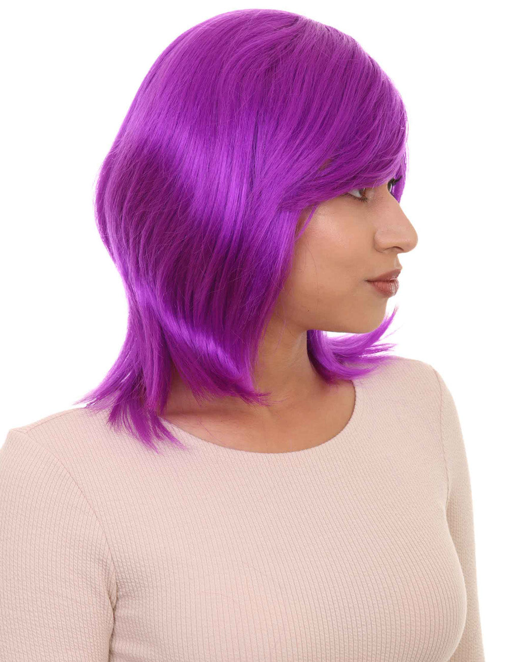 Wigs2you ハロウィン パーティー プレミアム H-1432 簡単に着用でき 快適なフィット感の女性ショート ネオン パープル ウィッグ