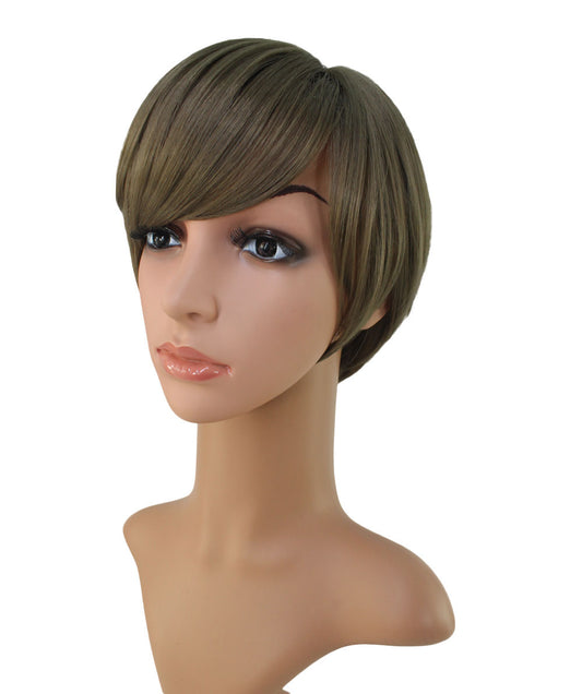 耐熱商品。束間の有る毛流れがおしゃれ、カジュアルになり過ぎない女っぽいショートスタイルです。 ウィッグネット付きW-1009