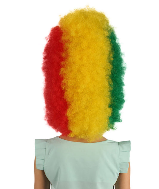 チュニジアフラッグ スポーツパーティージャンボアフロウィッグ H-3970 プレミアム 通気性の良い キャップレスキャップ