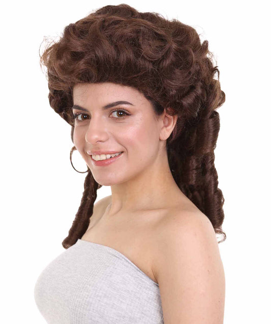 ウィメンズ コロニアルレディブラックウィッグ H-4141 プレミアム通気性のキャップレスキャップ