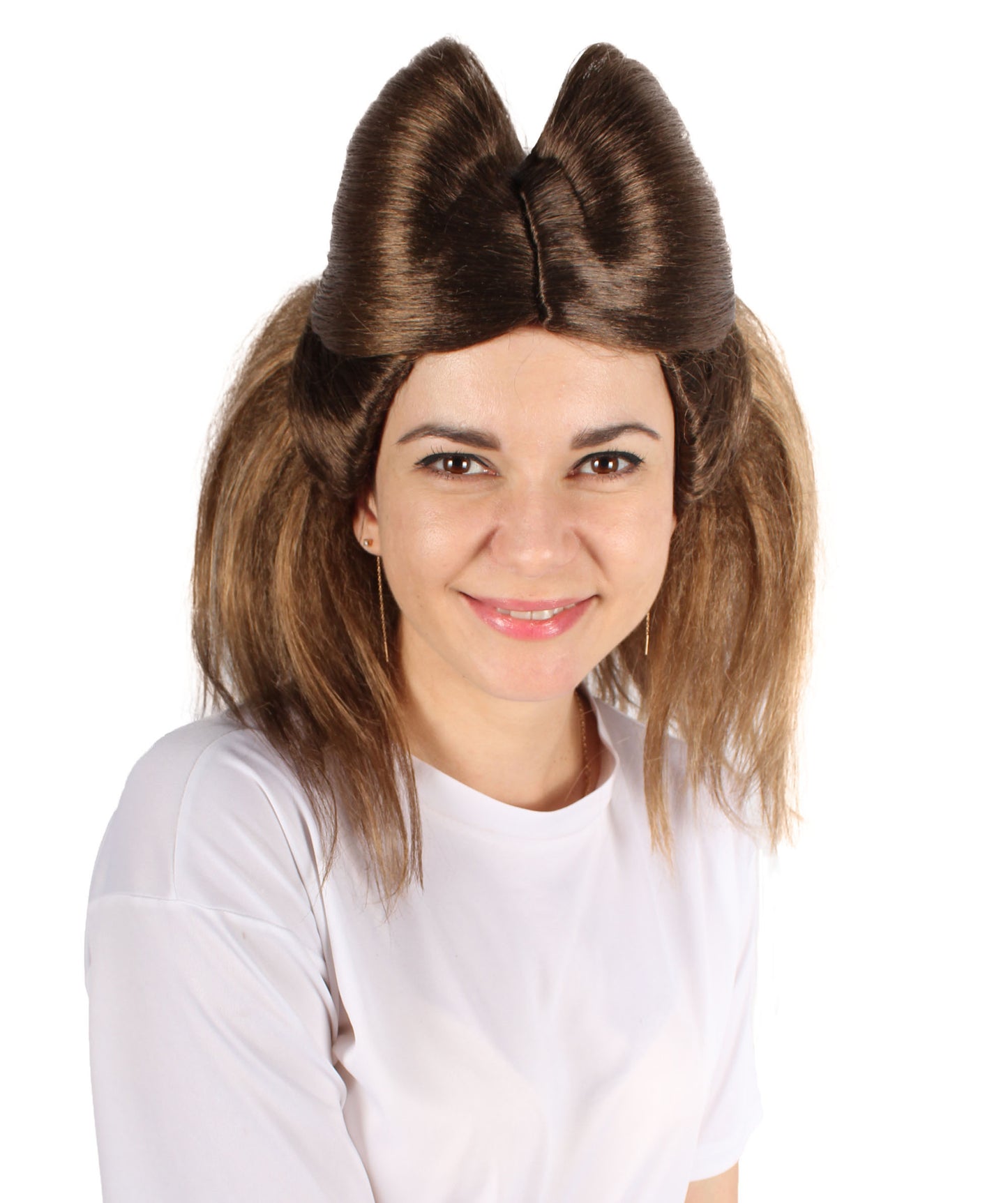 プレミアムレディースH-5928 ドラマティックコスプレブラウンヘアウィッグ ハロウィンに最適 難燃性合成繊維