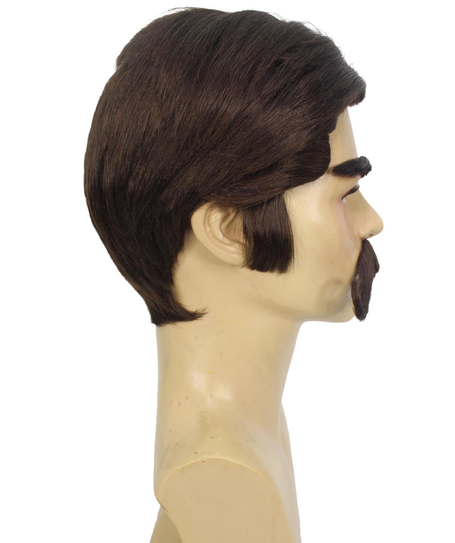 男性用 H-6154 ブラックウィッグ 眉毛と口ひげ付き ハロウィンやコスプレに最適 難燃性合成素材