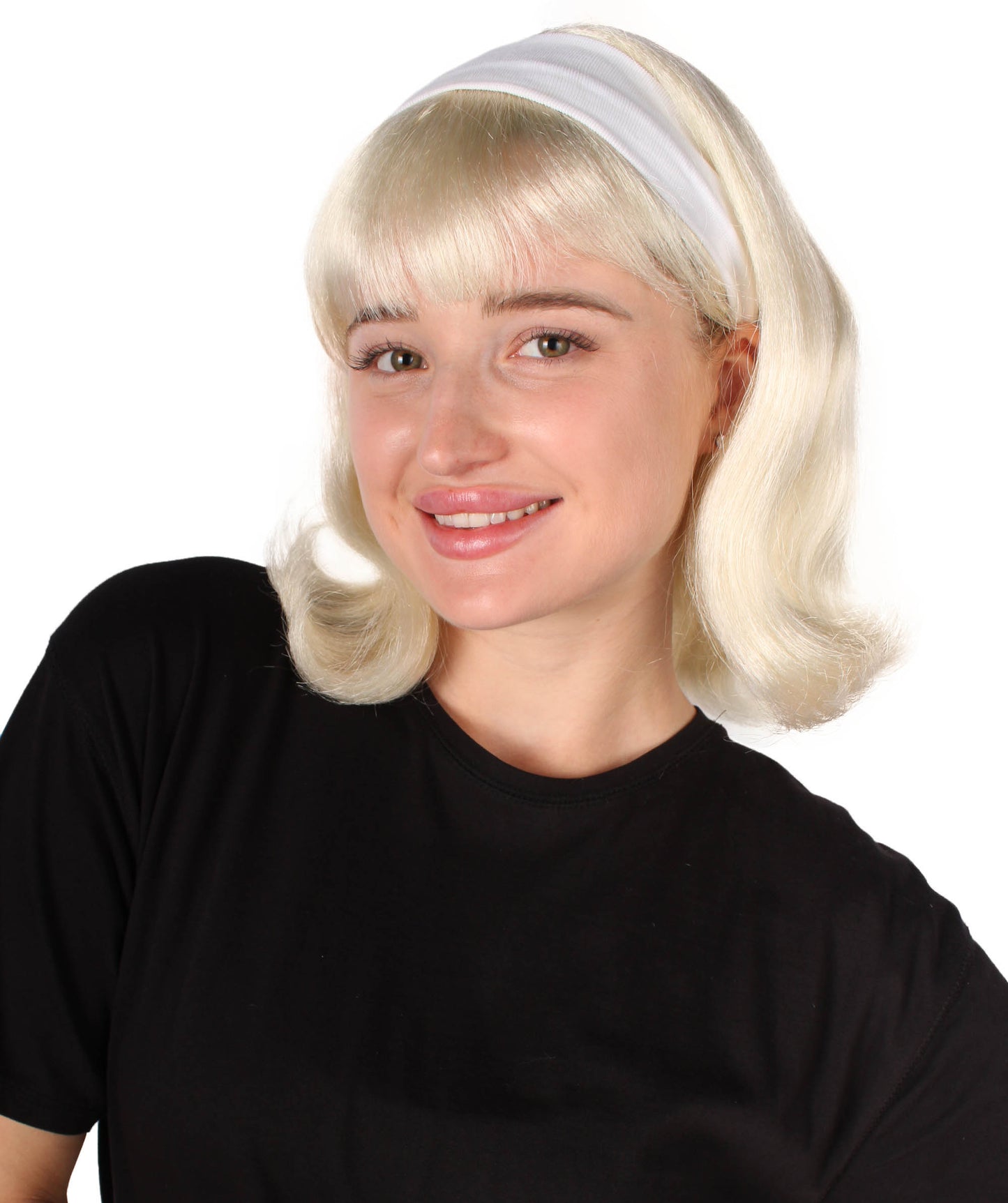 女性用 ブロンド ストレート ショルダーレングス 50's フリップ ウィッグ H-5347 プレミアムハロウィンウィッグ