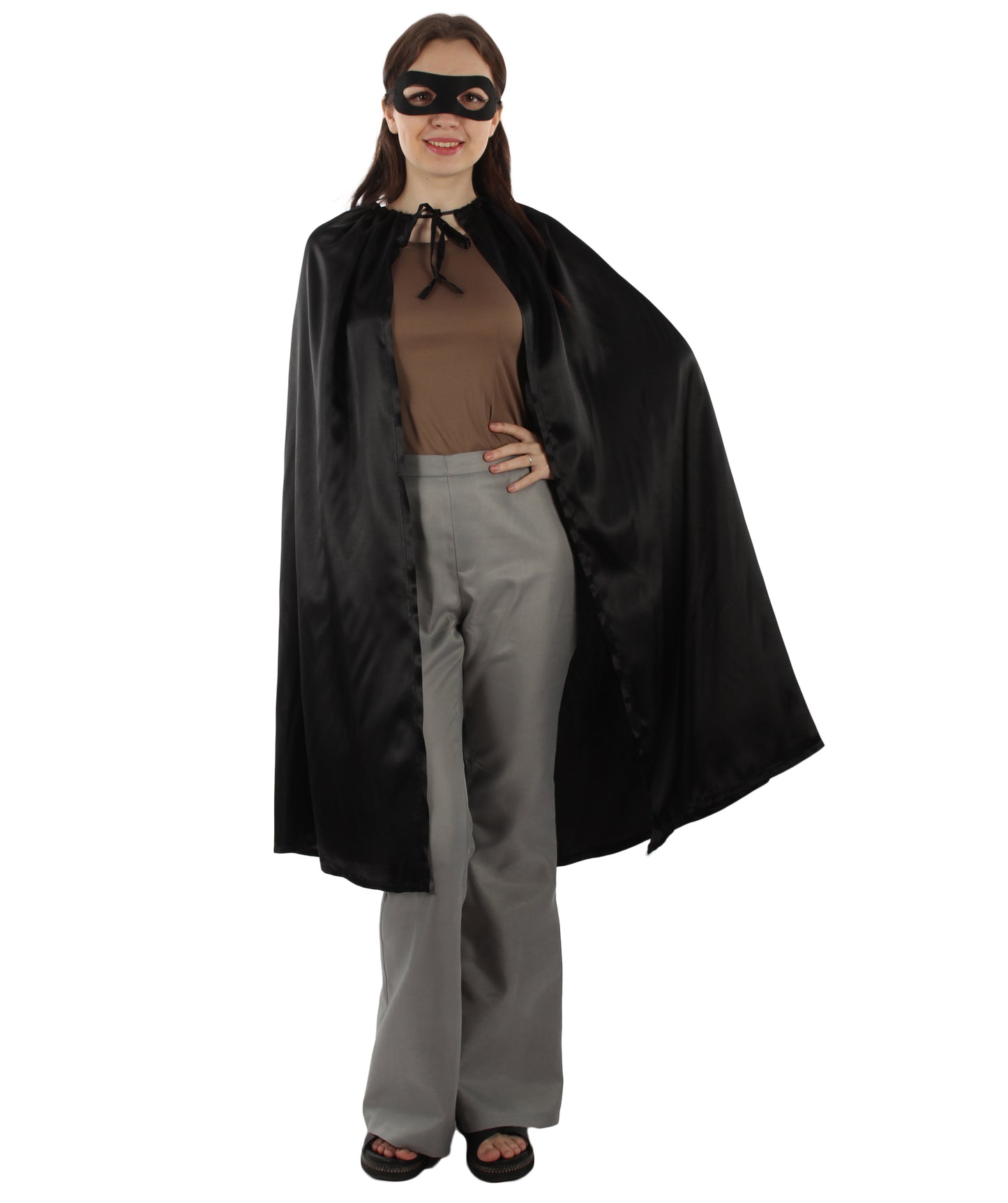 大人用女性の JCO-221_1 スーパーヒーローブラックケープ&マスクセット カートゥーン ハロウィンコスチューム