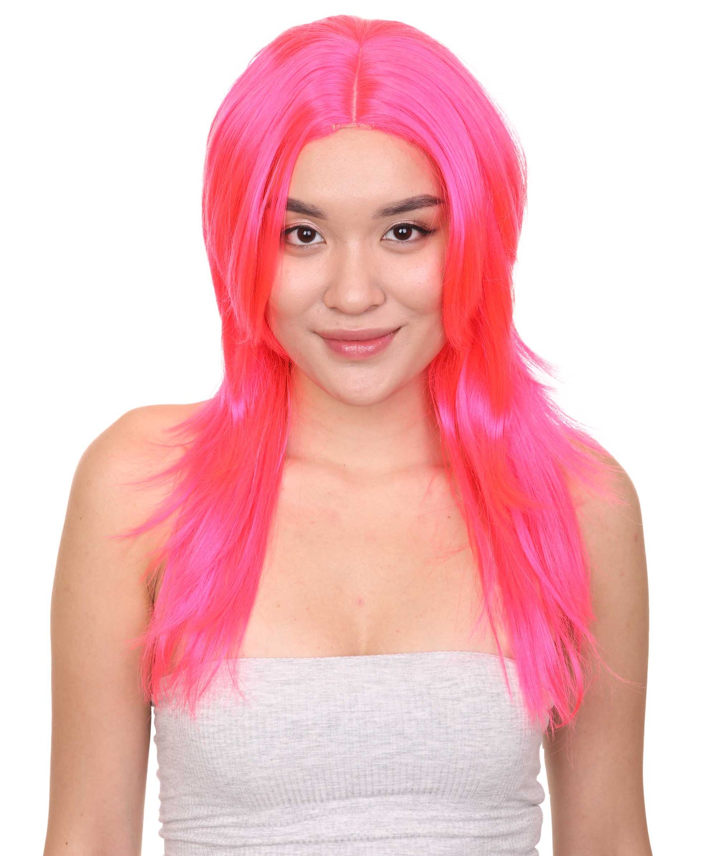 Wigs2you ハロウィンパーティープレミアム H-965 3レイヤーのパーティーガールウィッグ ネオンピンク色
