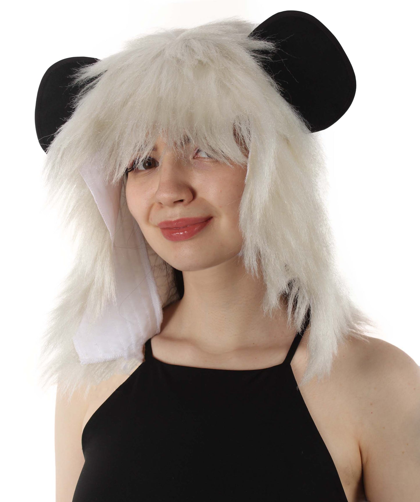 ハロウィンパーティ プレミアムレディース H-5384 ホワイトとブラックパンダウィッグ 合成繊維の髪