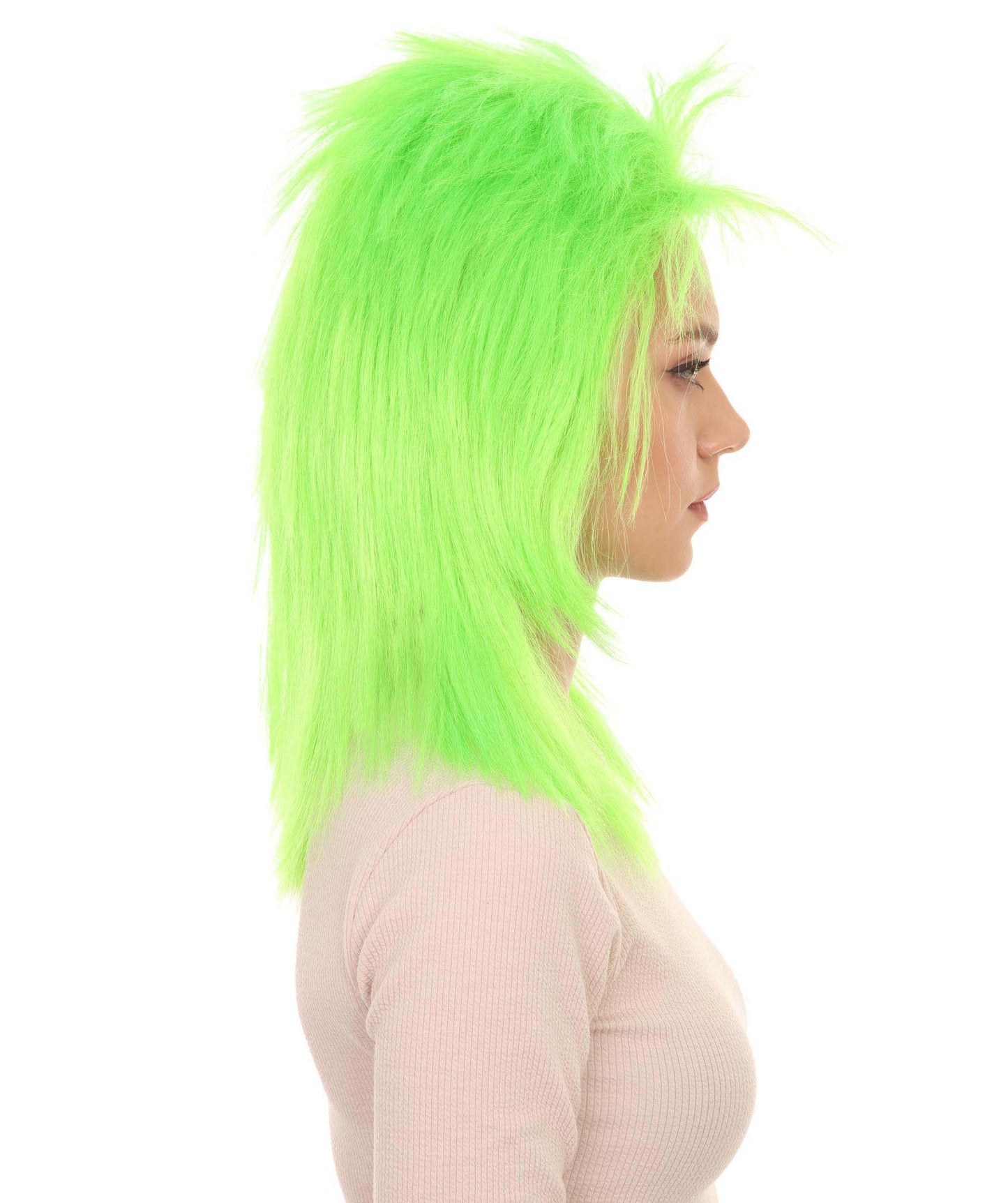 Wigs2you ハロウィン パーティー プレミアム H-1312 簡単に着用でき 快適なフィット感 80 年代女性ライム ロッカー スタイルウィッグ