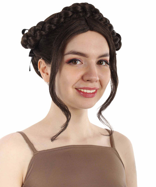 女性用 H-5822 ブラック K-POP ガールズグループの歌手ジェニー ブレイドアップド バン ウィッグ ハロウィンに最適 難燃性合成繊維