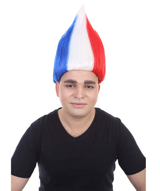 ユニセックス H-1553 フランス フラッグ トロール ウィッグ コレクション スポーツ ウィッグ プレミアム通気性キャップレスキャップ