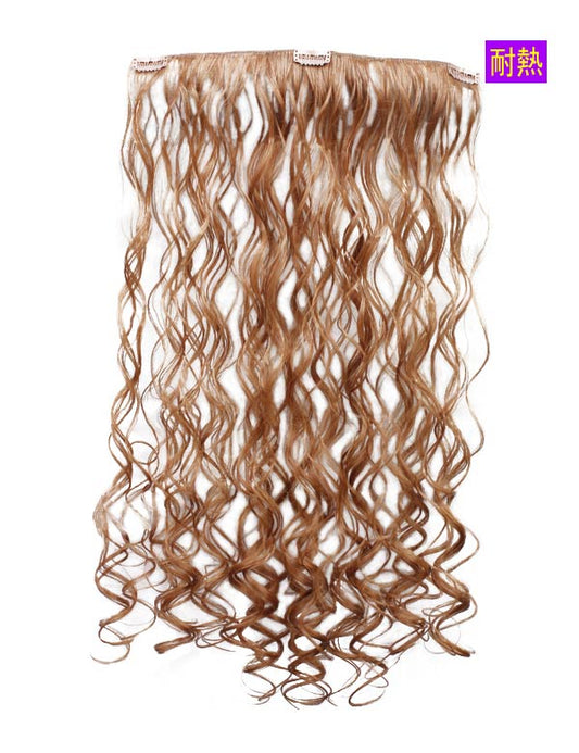 ヘアエクステンション W-903 ラッシュブラウン ヒートスタイリング可能 合成繊維 カーリーロングヘアエクステンション 簡単に変身可能 高品質な自然なウィッグ