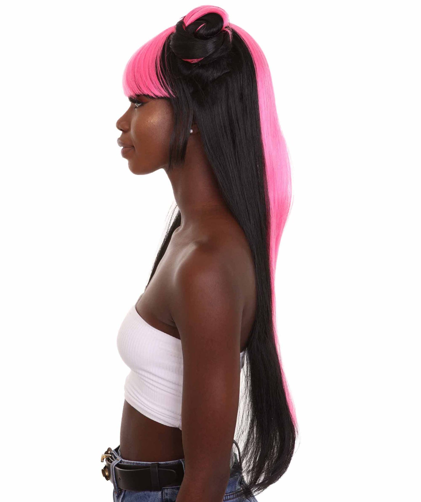 ハロウィンパーティープレミアム H-5250 女性用アップスタイルダブルバンチャイナドールラッパーウィッグ マルチカラー