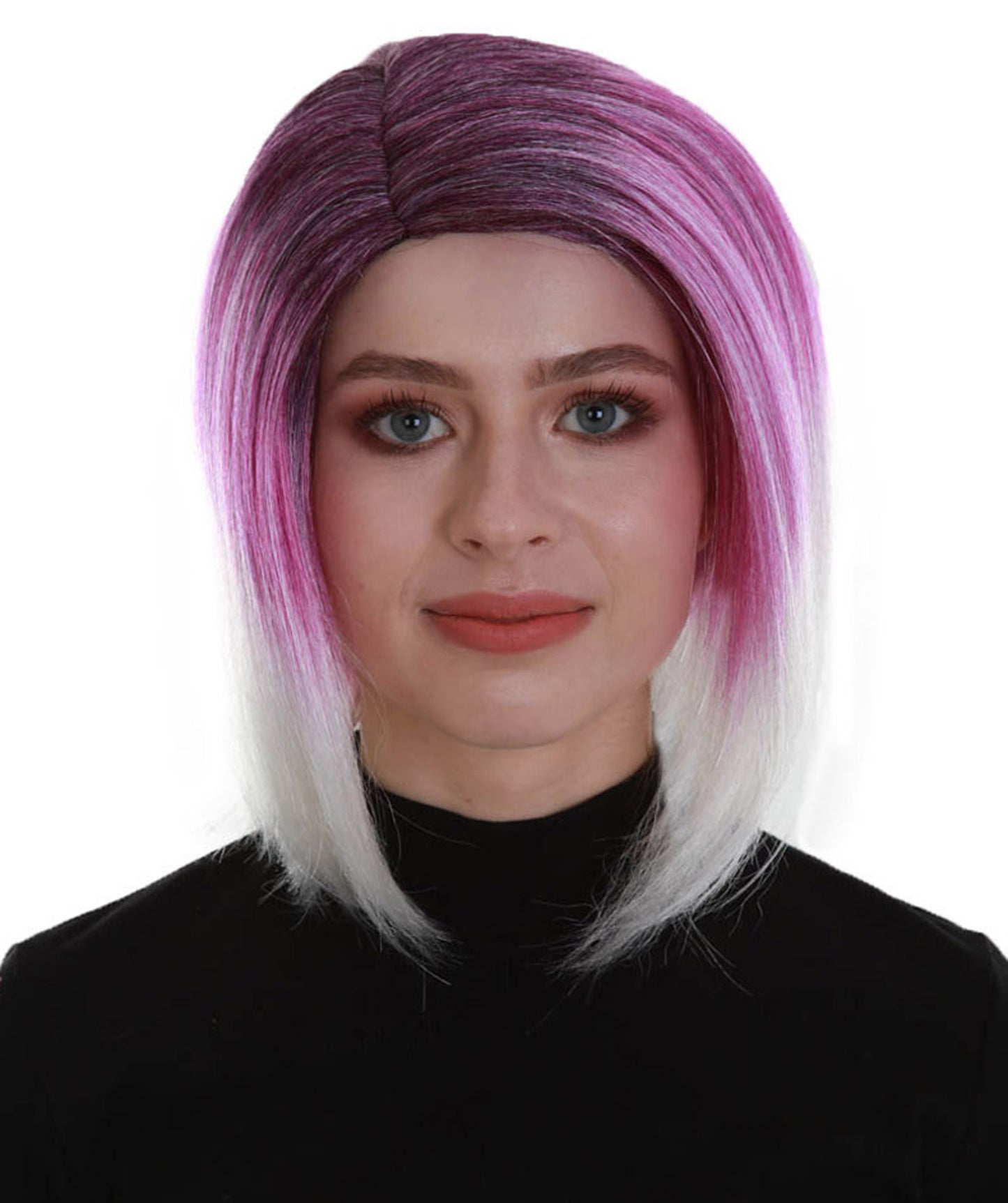 ハロウィンパーティープレミアム レディース H-5274 パープル ストレート トレンディ ミッドオンブレウィッグ パープル