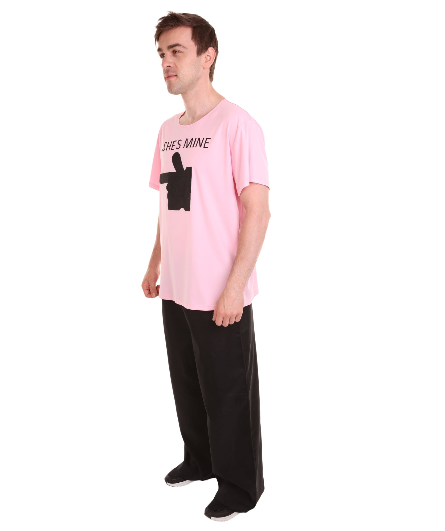 大人向け女性用 JCO-168_4 バレンタインデー ライトピンク マッチング カップル "He's Mine" Tシャツ コスプレ コスチュームコレクション