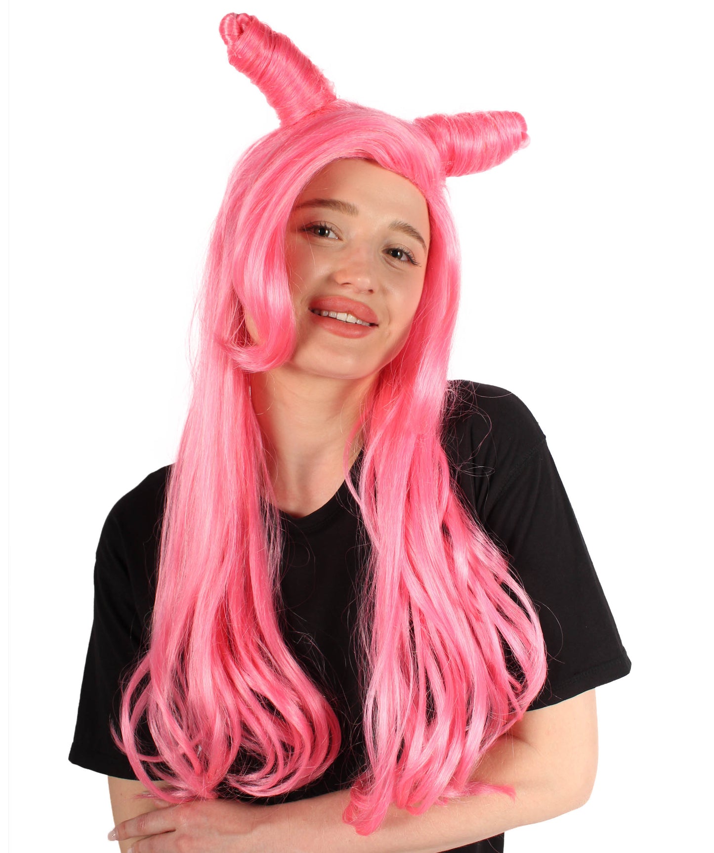 女性用 H-5857 セクシー ドラゴン レディ ピンク バン ウィッグ ハロウィンに最適 難燃性合成繊維