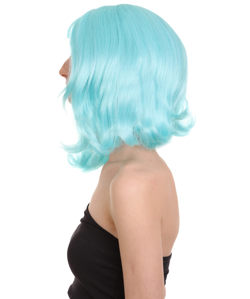 Wigs2you ハロウィン パーティー プレミアム レディース H-1278 簡単に着用でき、快適なフィット感、ライト ブルー ページボーイ ウィッグ