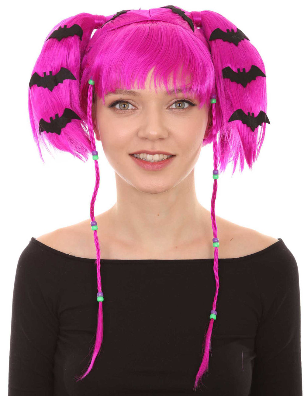 Wigs2you ハロウィンパーティープレミアム レディース H-716 バットエンジェルウィッグ ネオンフューシャカラー