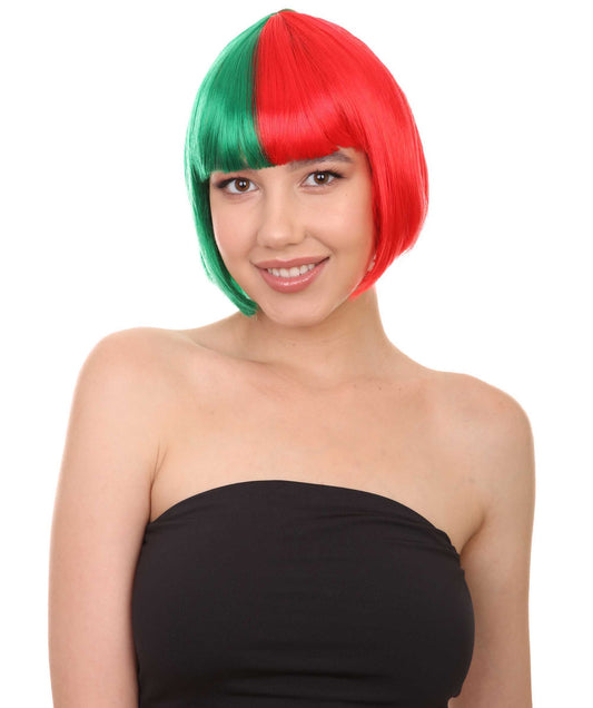 ハロウィンパーティープレミアムレディース H-4064 グリーン&レッドショートボブウィッグコレクション