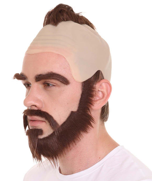 ハロウィンパーティプレミアムメンズ H-5559 筋肉質のファイターコスプレ ブラックモヒカンヘア、ヒゲ、眉毛付き